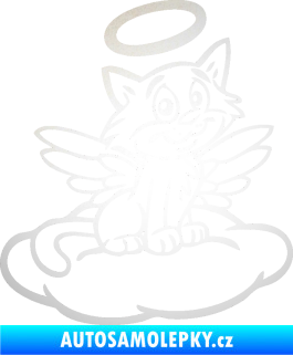 Samolepka Kočka 020 pravá andílek na obláčku odrazková reflexní bílá
