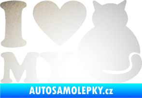 Samolepka Kočka 033 I love my cat odrazková reflexní bílá