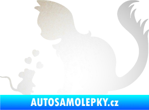 Samolepka Kočka s myší 002 levá odrazková reflexní bílá