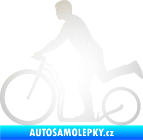 Samolepka Koloběžka 001 levá jízda  odrazková reflexní bílá