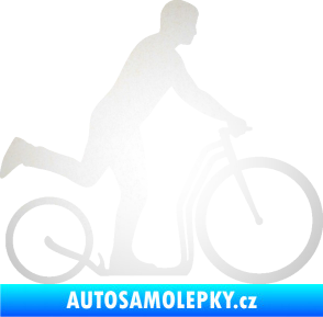 Samolepka Koloběžka 001 pravá jízda  odrazková reflexní bílá