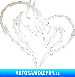 Samolepka Koníci 002 - levá srdíčko kůň s hříbátkem odrazková reflexní bílá