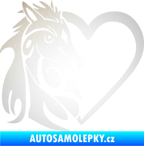 Samolepka Koník love 001 levá hříbátko v srdíčku odrazková reflexní bílá