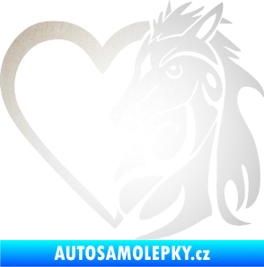 Samolepka Koník love 001 pravá hříbátko v srdíčku odrazková reflexní bílá