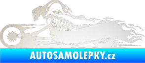 Samolepka Kostra na motorce s plameny levá odrazková reflexní bílá