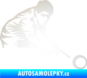 Samolepka Kulečník 001 pravá hráč s tágem odrazková reflexní bílá