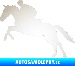 Samolepka Kůň 019 levá jezdec v sedle odrazková reflexní bílá