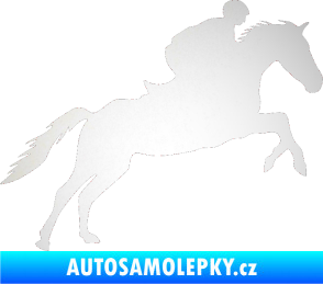 Samolepka Kůň 019 pravá jezdec v sedle odrazková reflexní bílá
