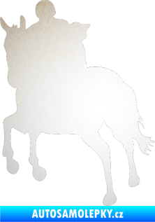 Samolepka Kůň 021 levá s jezdcem odrazková reflexní bílá