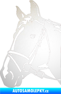 Samolepka Kůň 028 levá hlava s uzdou odrazková reflexní bílá