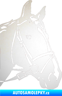 Samolepka Kůň 028 pravá hlava s uzdou odrazková reflexní bílá