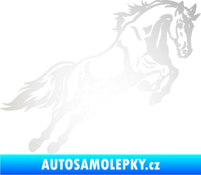 Samolepka Kůň 050 pravá ve skoku odrazková reflexní bílá