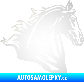 Samolepka Kůň 058 pravá hlava s hřívou odrazková reflexní bílá