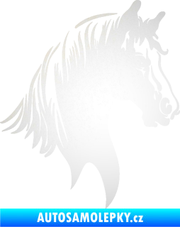 Samolepka Kůň 066 pravá hlava s hřívou odrazková reflexní bílá