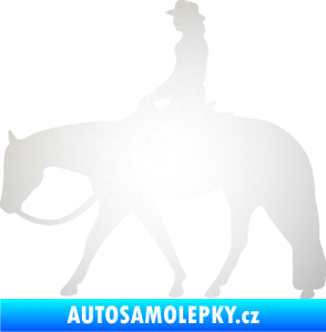 Samolepka Kůň 082 levá kovbojka na koni odrazková reflexní bílá