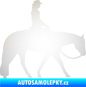 Samolepka Kůň 082 pravá kovbojka na koni odrazková reflexní bílá