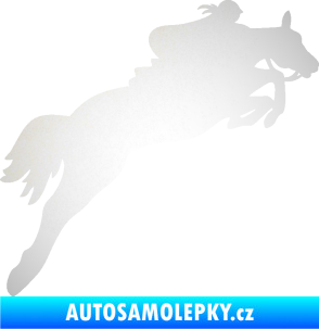 Samolepka Kůň 084 pravá s jezdkyní odrazková reflexní bílá
