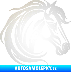 Samolepka Kůň 103 pravá hlava odrazková reflexní bílá