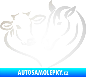 Samolepka Kůň s kravičkou v srdíčku pravá láska ke zvířatům odrazková reflexní bílá