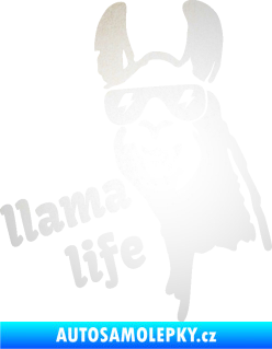 Samolepka Lama 004 llama life odrazková reflexní bílá