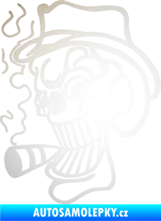 Samolepka Lebka 020 levá crazy s cigaretou odrazková reflexní bílá