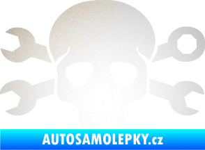 Samolepka Lebka 030 pravá mechanik odrazková reflexní bílá