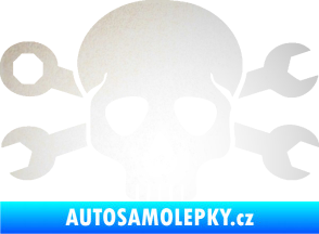 Samolepka Lebka 030 levá mechanik odrazková reflexní bílá