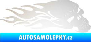Samolepka Lebka 050 pravá v plamenech odrazková reflexní bílá