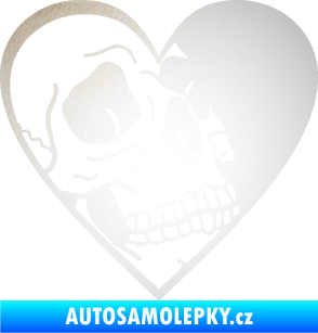 Samolepka Lebka 062 pravá v srdíčku odrazková reflexní bílá