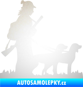 Samolepka Lov 001 pravá žena a dva psi  odrazková reflexní bílá