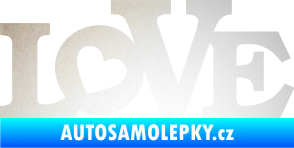 Samolepka Love 002 nápis se srdíčkem odrazková reflexní bílá