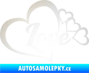 Samolepka Love nápis se srdíčky odrazková reflexní bílá