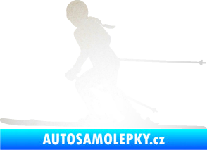 Samolepka Lyžařka 002 levá sjezd odrazková reflexní bílá