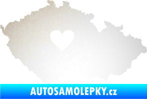 Samolepka Mapa České republiky 002 srdce odrazková reflexní bílá