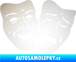 Samolepka Masky tváře 001 pravá veselý a smutný odrazková reflexní bílá
