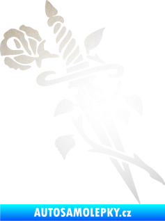 Samolepka Meč s růží pravá odrazková reflexní bílá