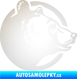 Samolepka Medvěd 012 pravá hlava odrazková reflexní bílá
