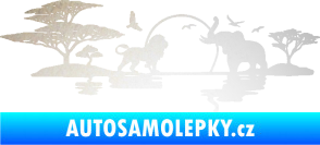 Samolepka Motiv Afrika levá -  zvířata u vody odrazková reflexní bílá