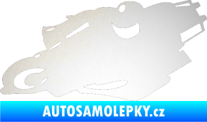 Samolepka Motorka 007 levá silniční motorky odrazková reflexní bílá