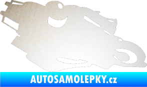 Samolepka Motorka 007 pravá silniční motorky odrazková reflexní bílá