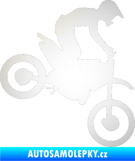 Samolepka Motorka 015 pravá motokros odrazková reflexní bílá