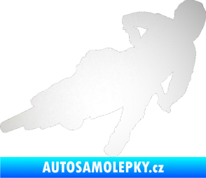 Samolepka Motorka 023 levá motokros odrazková reflexní bílá