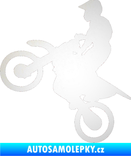 Samolepka Motorka 024 levá motokros odrazková reflexní bílá