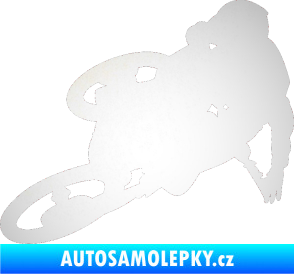 Samolepka Motorka 026 levá motokros freestyle odrazková reflexní bílá