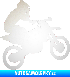 Samolepka Motorka 027 pravá motokros odrazková reflexní bílá