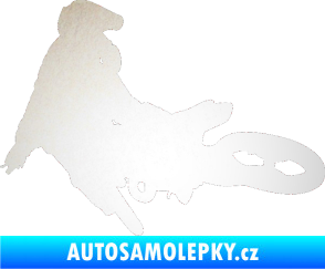 Samolepka Motorka 028 levá motokros odrazková reflexní bílá