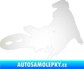 Samolepka Motorka 028 pravá motokros odrazková reflexní bílá