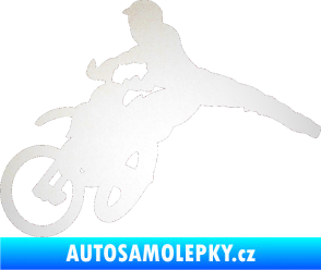 Samolepka Motorka 030 levá motokros odrazková reflexní bílá