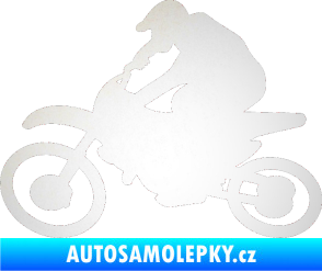 Samolepka Motorka 031 levá motokros odrazková reflexní bílá