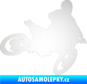 Samolepka Motorka 034 pravá motokros odrazková reflexní bílá